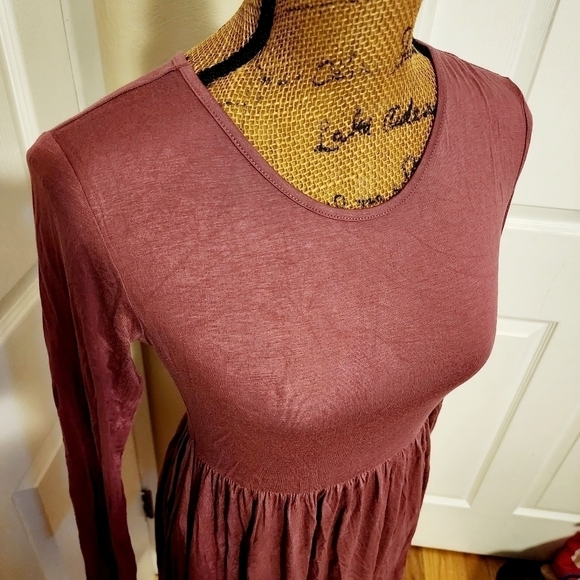 NWT Longyuan Dusty Rose Pink Long Sleeve Dress Women's Medium M Round Neck New - Picture 4 of 10